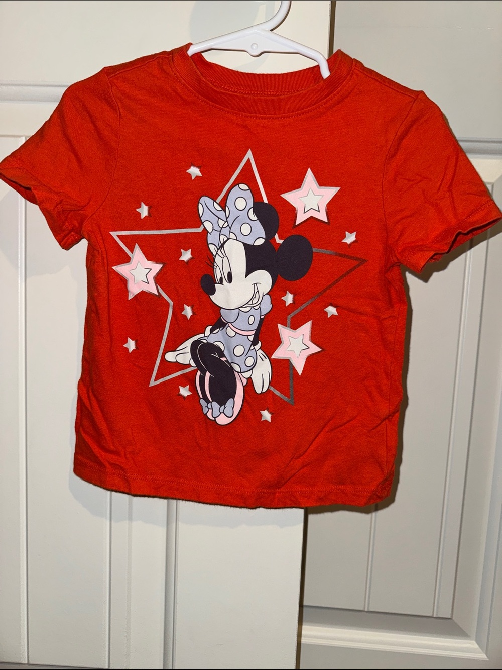 Disney Orange Minnie Mouse Star Graphic Short Sleeve Tee